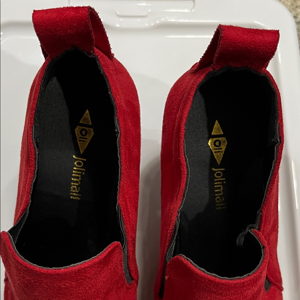 Jolimall Women's Red Ankle Boots size 10 but a bit too tight. Still new. 3”heels - Picture 3 of 9